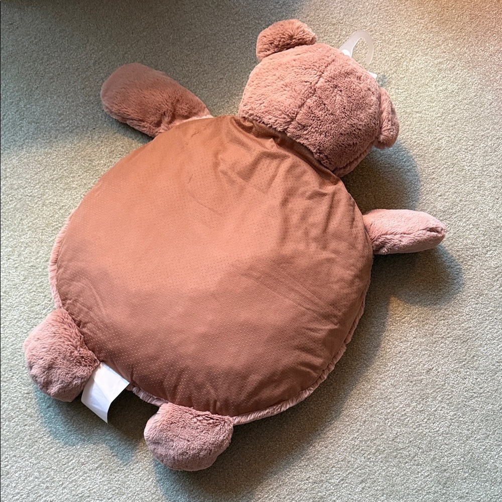 Baby Mats Brown and Blue Plush Tummy Time Bear Pillow - Picture 3 of 8